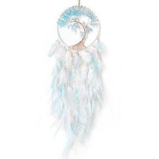 White and Cyan Dream Catcher Wall Decor Crystal Tree of Life Dream Catchers H...