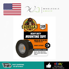 Gorilla Heavy Duty Double Sided Mounting Tape, Black Tape, 1" x 120" Pack of 1 