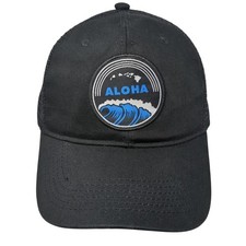 Aloha Patch Snapback Mesh Back Trucker Hat Black One Size Adjustable