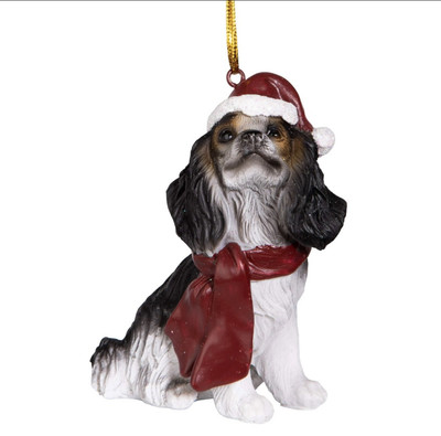 DESIGN TOSCANO CAVALIER KING CHARLES SPANIEL HOLIDAY ORNAMENT w/BOX