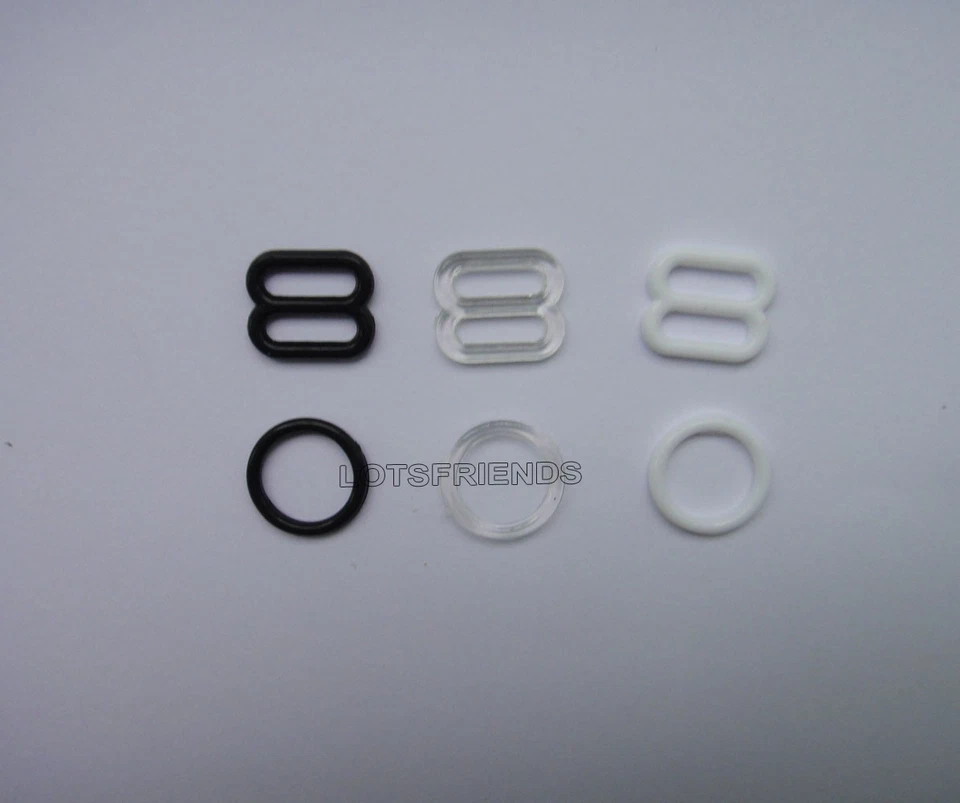 Пластиковый бюстгальтер ремень регулировки горки кольца крючки белый черный прозрачный 100шт 6-25 мм - Изображение 4 из 4