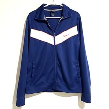 Nike Men  s Size Large Training Track Running Jacket Blue White Full Zip Athletic
