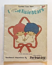 Vintage Sanrio Little Twin Stars Counted Cross Stitch Booklet 1984 Rare