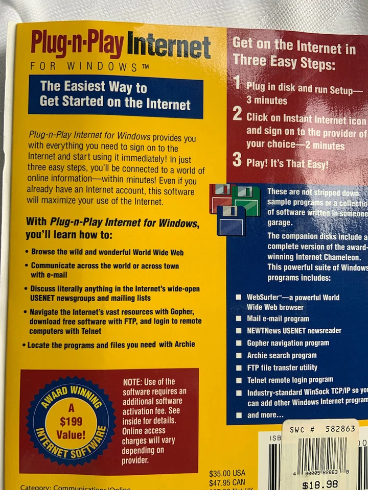 Plug-n-Play Internet For Windows ( Vintage 1995 First Edition ) 3 Floppy Disks - Image 3 of 4