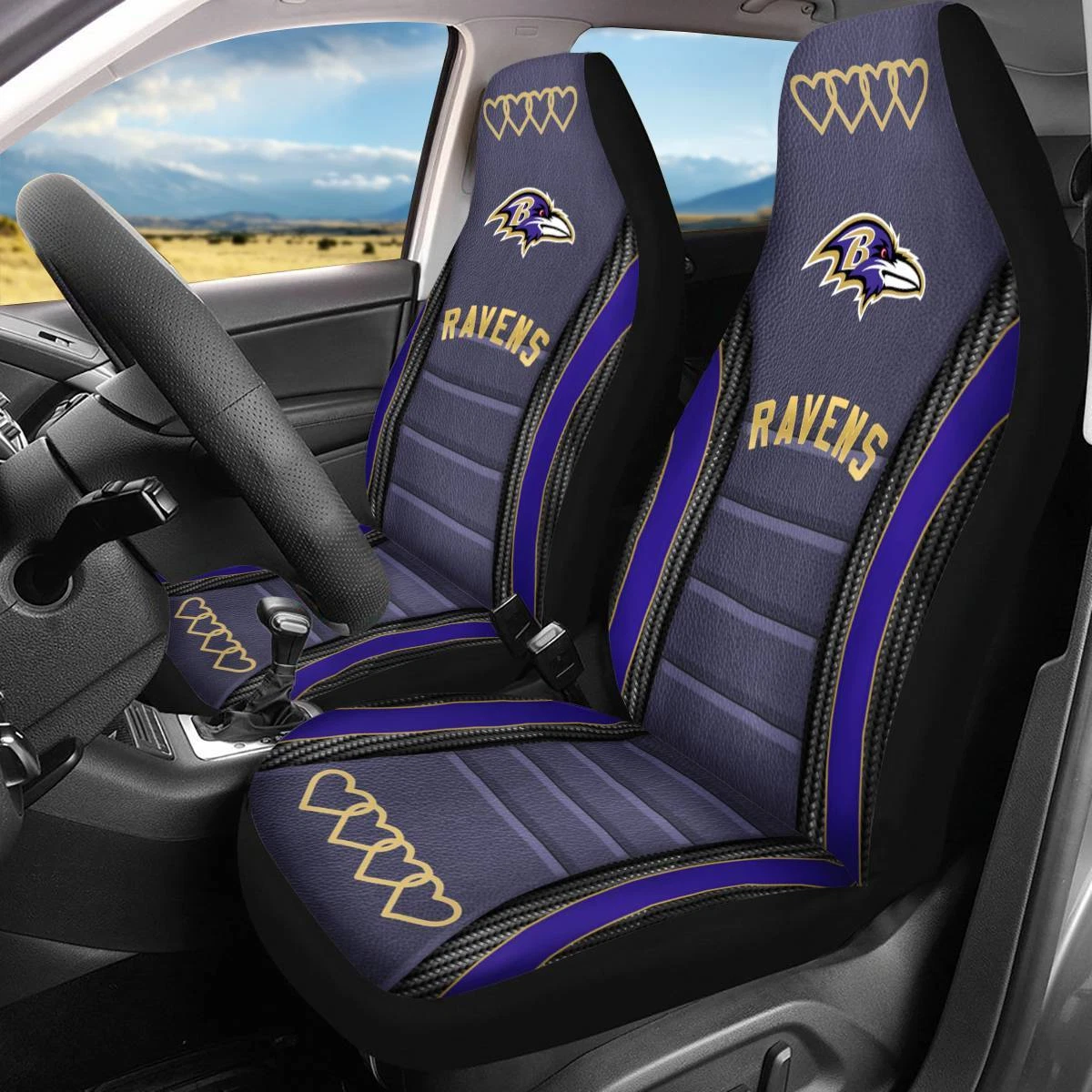 Car Seat Cover Seat Protector 2Pc with Baltimore Ravens