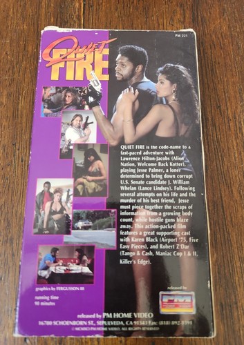 QUIET FIRE Lawrence-Hilton Jacobs VHS Robert Z'Dar, Karen Black RARE *SCREENER* - Picture 3 of 7