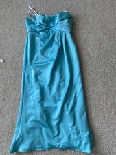 David s Bridal Teal Blue Formal Bridesmaid Strapless Prom Dress Size 14