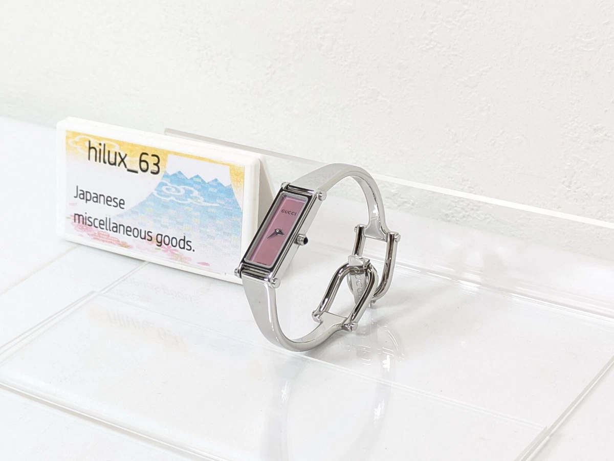 Gucci 1500L Gold GG pattern Pink 1P Diamond shell dial Women's