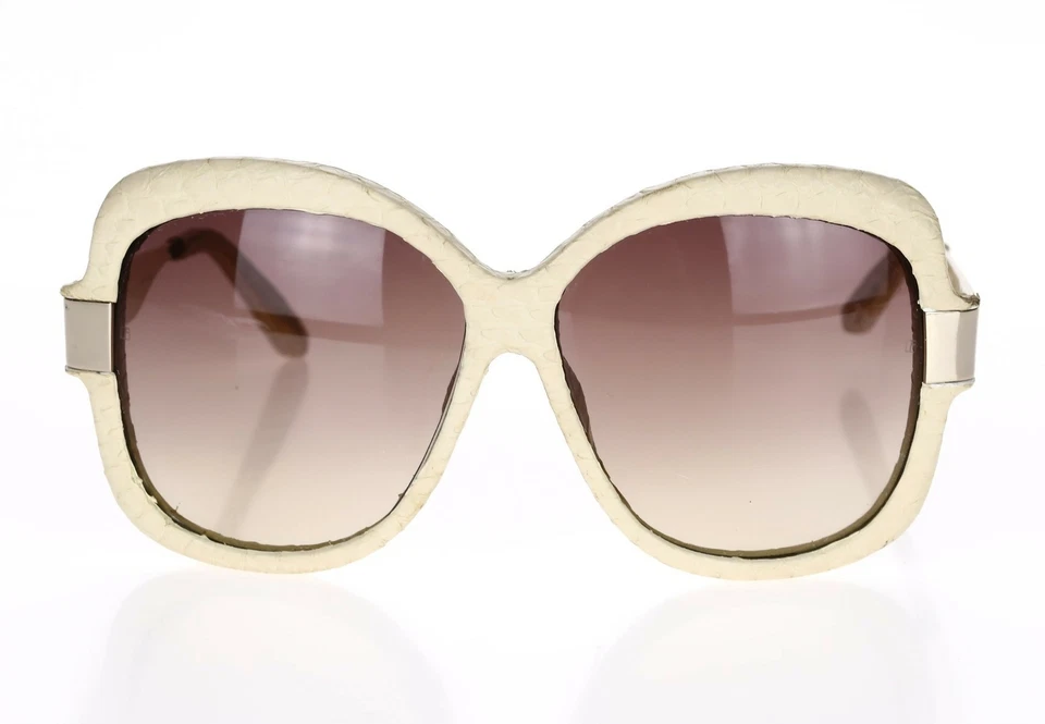 Gafas de sol LINDA FARROW LUXE 'CAT 2' cuadradas de gran tamaño crema piel de serpiente 62 mm 132170 Foto 2 de 4