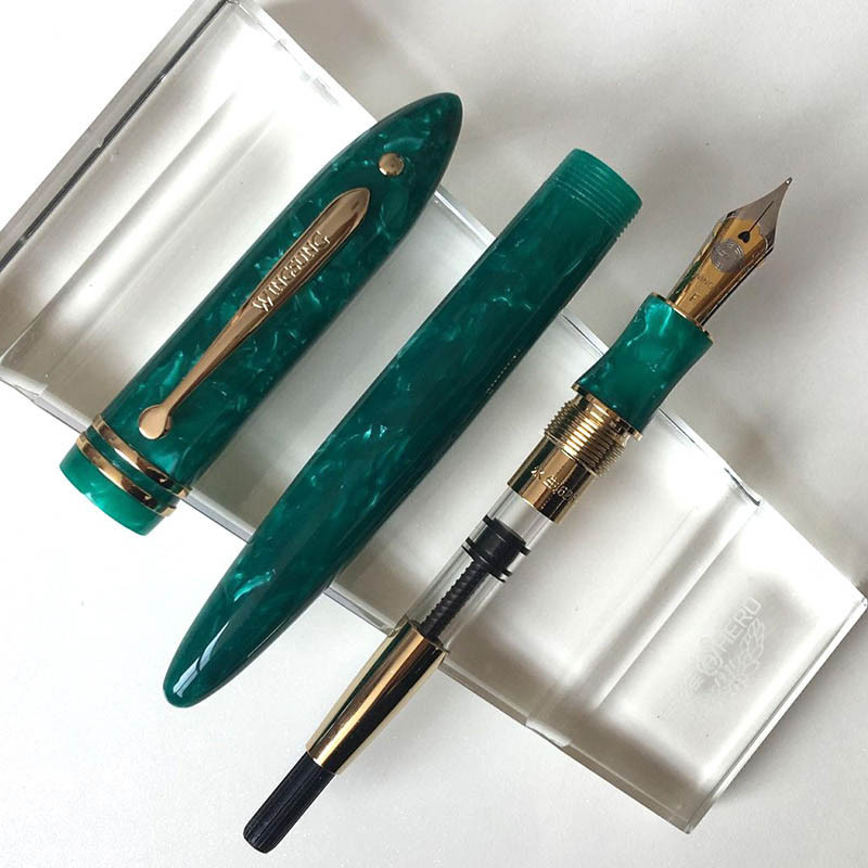 Luxury Wing Sung 626 Celluloid White Dot Fountain Pen Smooth Fine