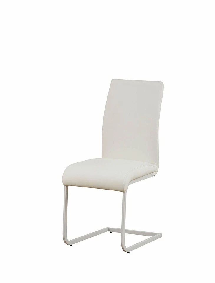 Juego de 2 sillas laterales de comedor sin brazos con asiento y respaldo de cuero sintético blanco Gracie Foto 4 de 4