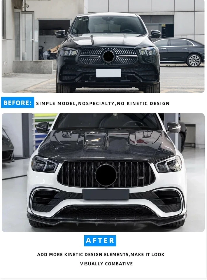 Capó de fibra de carbono para Mercedes-Benz GLE C167 W167 GLE450 GLE53 GLE63 Foto 2 de 4