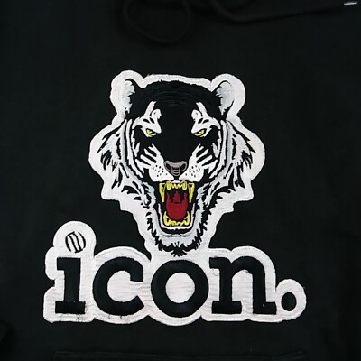 ICON Brand Embroidered Tiger Logo Pullover Hoodie Black Size S | eBay
