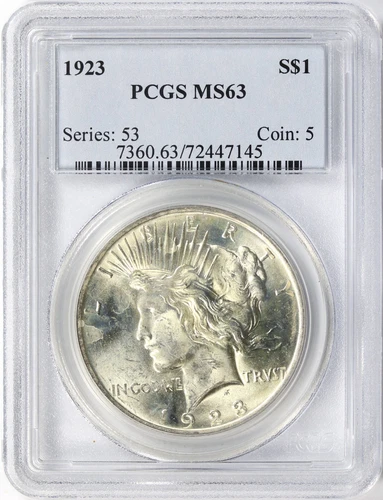 1923 $1 Peace Dollar PCGS MS63