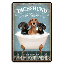 Dachshund  Co. Bath Soap Sign - Vintage Bathroom Decor 8x12 Inch Aluminum