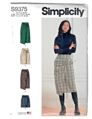 Misses Skirts Simplicity S9375 Sewing Pattern Four Styles 16-18-20-24-24 Plus