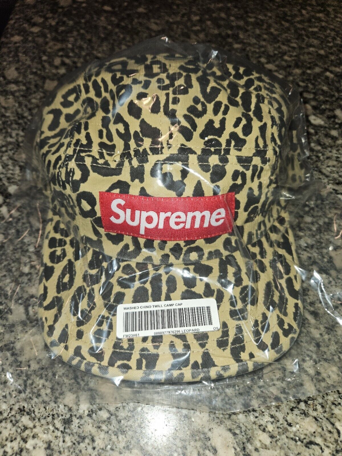 supreme washed chino camp cap leopard