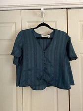 Vintage Victoria s Secret Gold Label Emerald Green Buttondown Small Top