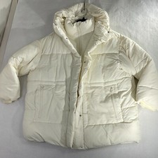 Monki Bora Womens Off White Long Sleeve Recycled Padded Short Jacket Size Xl