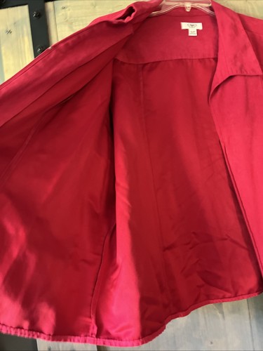 Cato Jacket Women 22/24W Red Faux Suede Full Zip Long Sleeve Collared Shirt - Picture 7 of 11