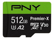 PNY 512GB Premier-X Class 10 U3 V30 microSDXC Flash Memory Card Black, Green