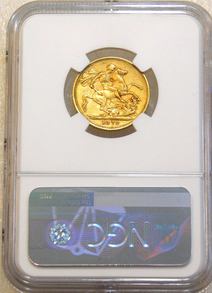 1872 Great Britain Gold Sovereign NGC XF40 Luster Just Graded New Holder #A154 - Image 3 of 4
