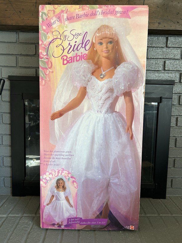 Sealed Mattel My Size Bride Barbie 1994 Vintage Blonde Doll, 3 Ft