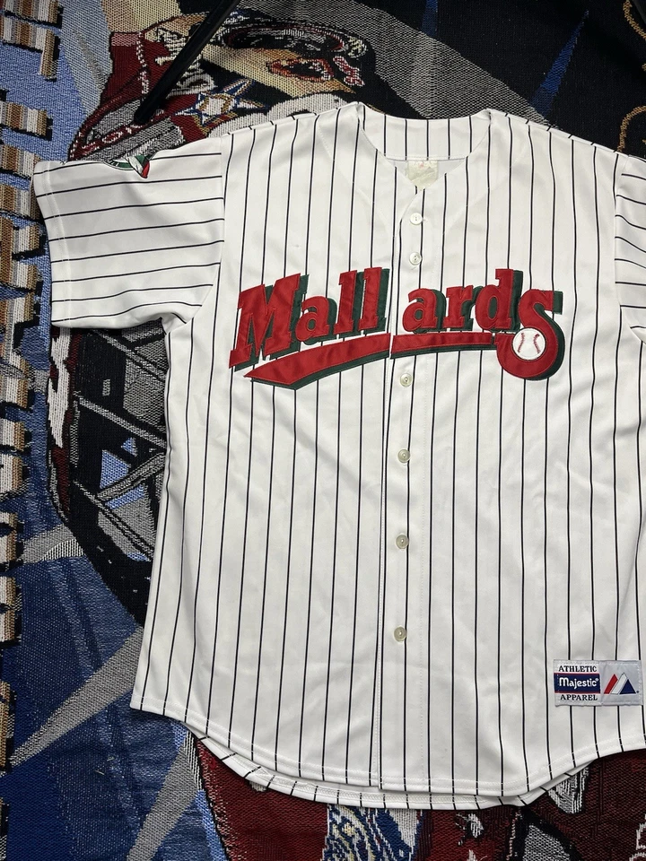 Camiseta Majestuosa Grande Vintage Madison Mallards Liga Northwoods Rayas Grial Foto 3 de 4