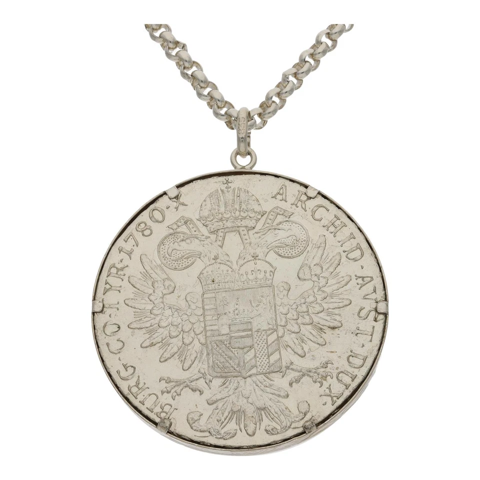 Anhänger Münze mit Kette 835/000 Silber, Mutter Theresa Tahler, getragen 2532312 - Bild 2 von 3