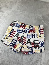 Vintage 90s Nautica Swim Shorts Men Medium 34W Multicolor Print Lined Drawstring
