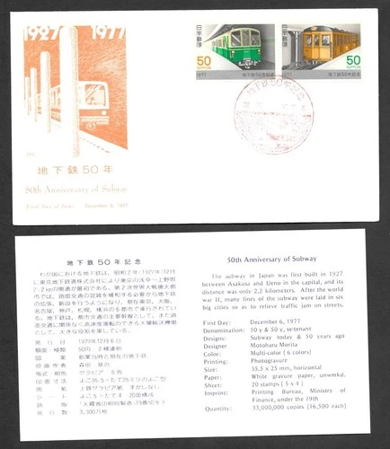 Japan FDC, 1977, Train  / fjp - 433