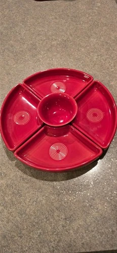 FIESTA 6 pc. entertaining omni relish set -  Scarlet Red  w/ 12" PIZZA bouillon