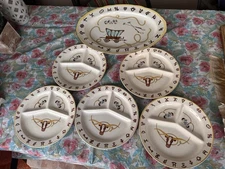 VTG 50’s Fred Roberts Ceramic 5 Pc Divided Plates /Meat Platter See Description