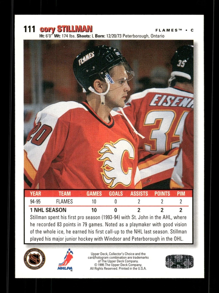 1995-96 Upper Deck Collector's Choice Player's Club #111 - Cory Stillman - Image 2 of 2