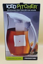 Prodyne Iced Pitcher with Removable Ice Freezer Core, Clear Acrylic Body, NEW