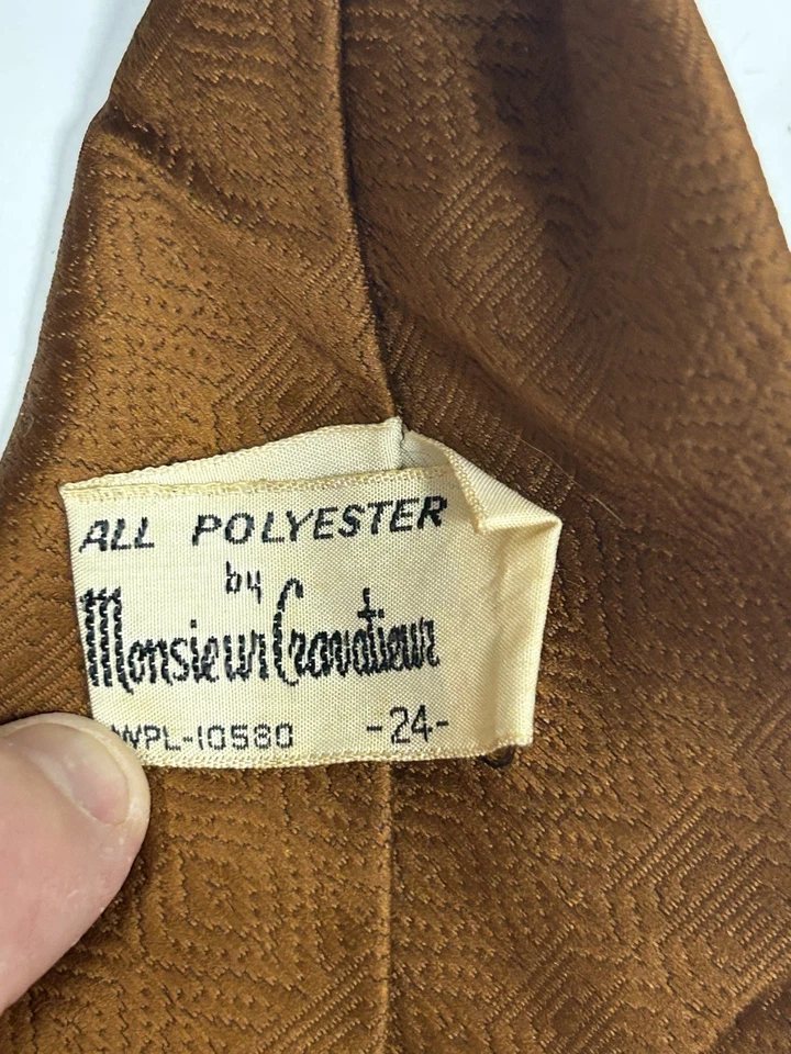 Vintage Necktie Tie Mens Wide Thick Polyester Disco Monsieur Cravatieur 60s 70s - Image 4 of 4