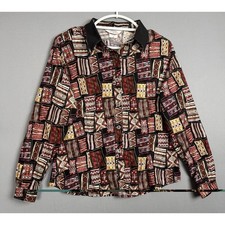 Vintage Roper Wild Aztec Print Western Shirt Mens XL Button Rodeo Cowboy Red 90s