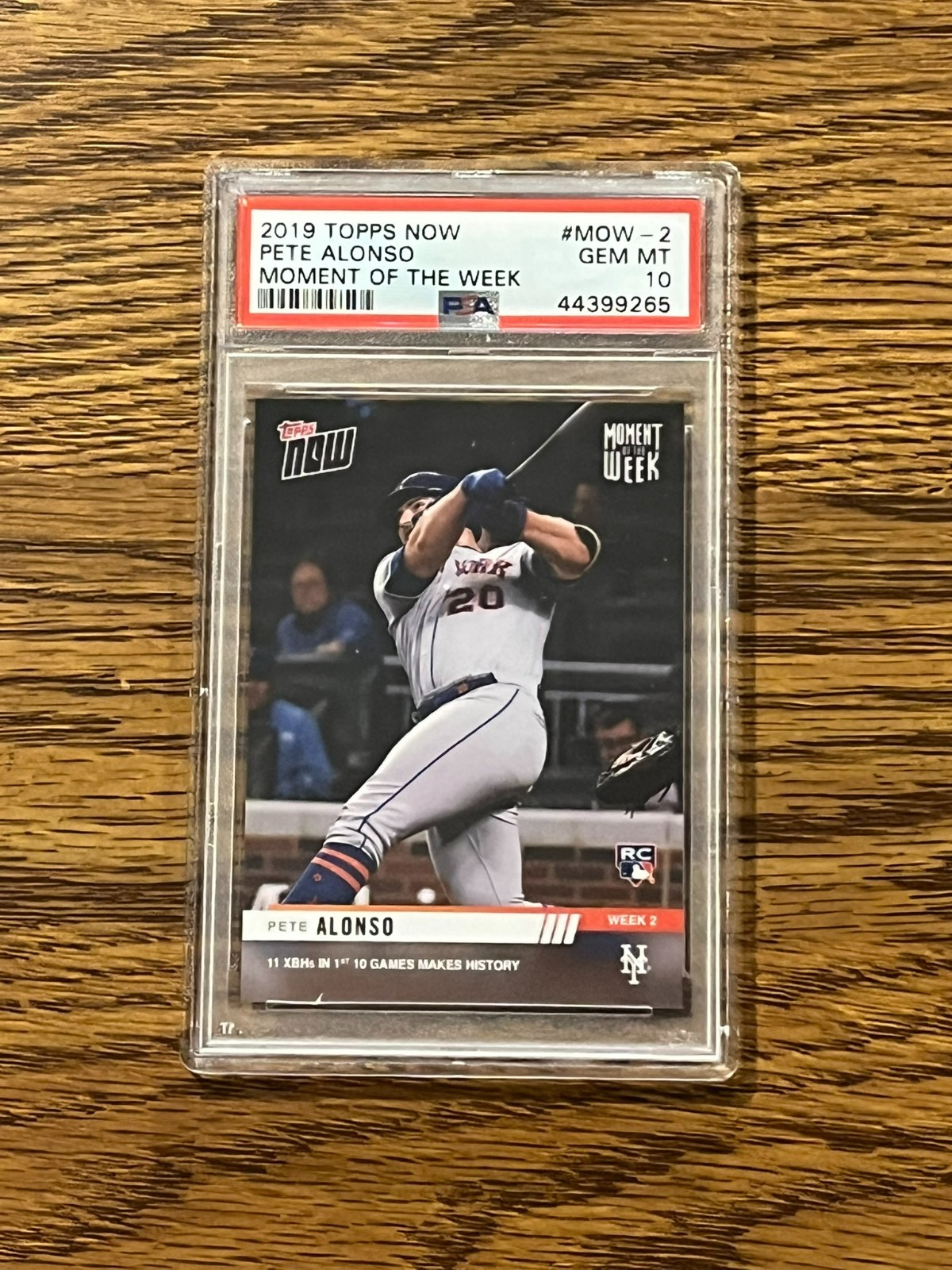 2019 Topps Now Moment of the Week #MOW-2 Pete Alonso RC PSA 10 view 1