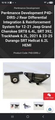 Per4Mance Development DIRS-R Diff Brace, Durango Srt, Hellcat, Track hawk 