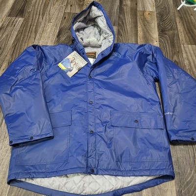 Stearn's Quilted PVC Rain Parka Size Large Blue