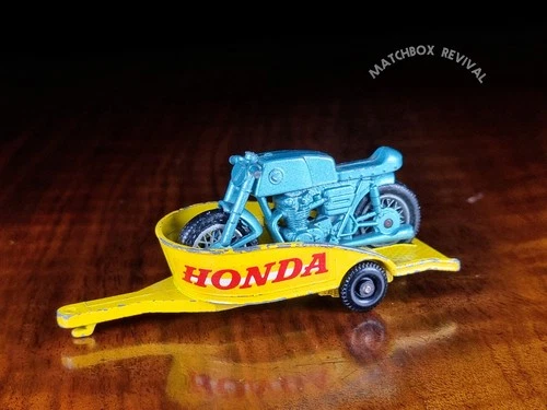 Lesney Matchbox No.38c Honda Motorcycle & Trailer Yellow