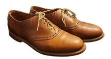 Allen Edmonds Finch Men Size 9.5E Brown Saddle Leather Brogue Oxford Dress Shoe