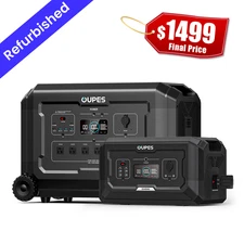 OUPES 5120Wh Mega 3 Power Station Solar Generator Power+B2 Extra Battery Home