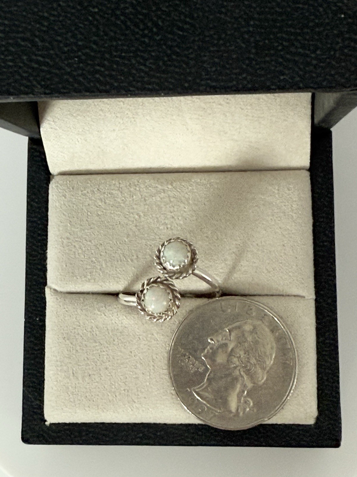 Sterling Silver Bypass Ring Opalite Southwestern … - image 4