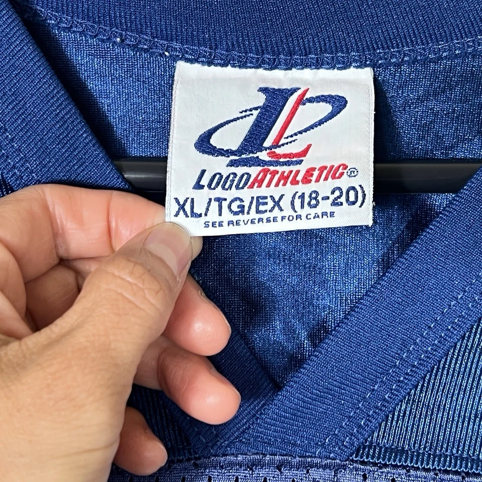 Camiseta deportiva de los Dallas Cowboys Emmitt Smith juvenil logotipo XL 7 azul atlético 18-20 vintage Foto 3 de 4