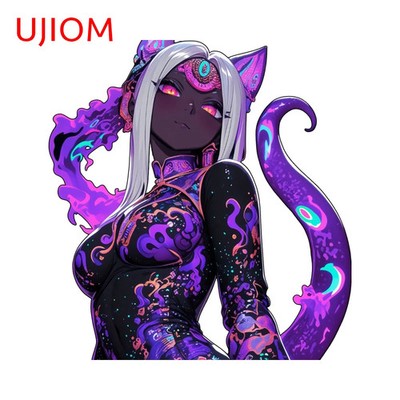 UJIOM Neon Octopus Girl Wall Sticker Attractive High-quality Fridge Graphic 