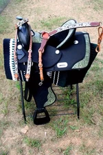 13 Western Cordura Trail Barrel Pleasure Horse SADDLE Bridle Tack Green 4969