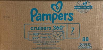 Pampers cruisers 360 size 7/88 Diapers Couche (41Lb O 19Kg) 100% Leakpoof