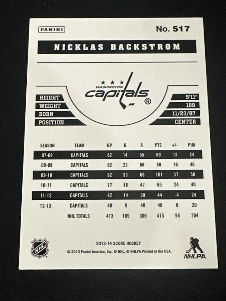 2013-14 Score Gold Parallel 517 Nicklas Backstrom Washington Capitals - Image 2 of 2