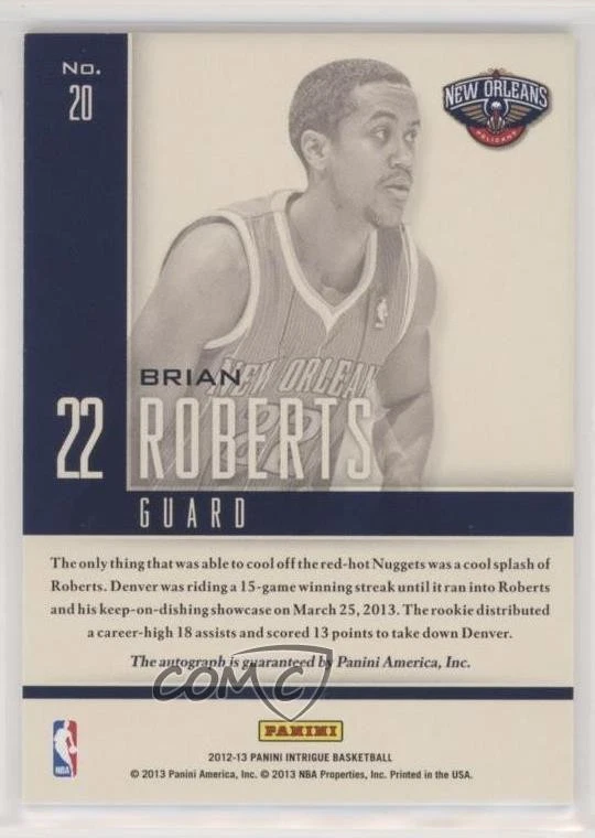 2012-13 Panini Intrigue Impact Rookies Auto /299 Brian Roberts #20 Auto RC - Image 2 of 2